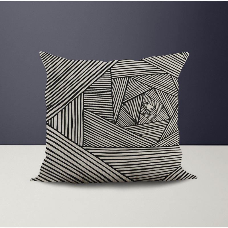 Jeté carré en polyester intérieur / extérieur, L 19 po x H 19 po, Noir / bleu marine