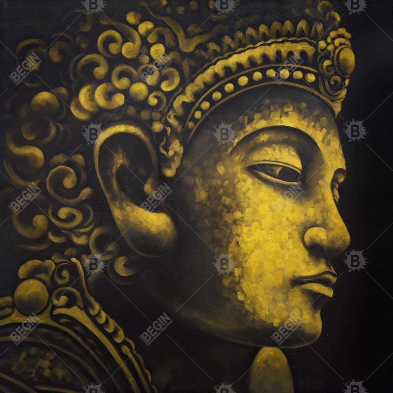 Bouddha indonésien - Toile spirituelle dorée