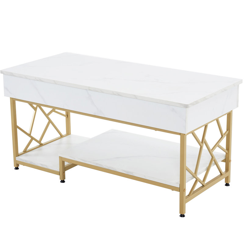 Savir Lift Top Coffee Table with Wheels and Metal Frame