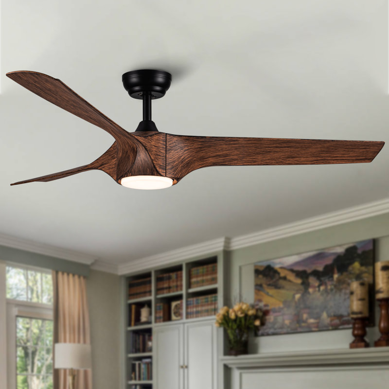 TriBlades 56 In. Intergrated LED Ceiling Fan With Brown Wood Grain ABS Blade