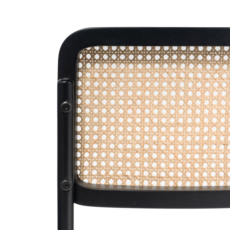 Tan and Black Metal Cane Side Chair, 21" x 18" x 33"