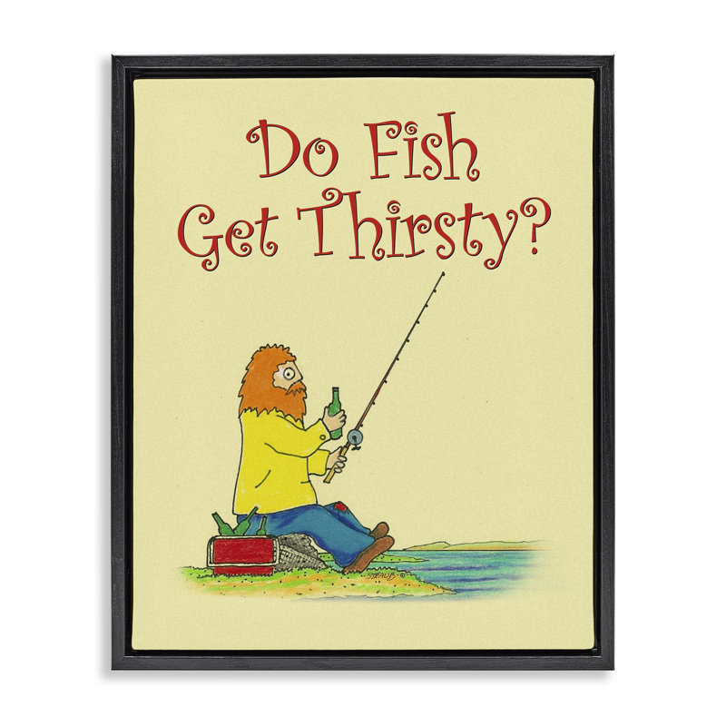 Cadre flottant Do Fish Get Thirsty Humor, design par Roger Straub, Cadre flottant noir de jais, H 21 po x l 17 po