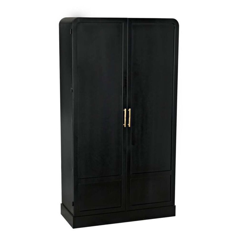 Tresor Black Lighted China Cabinet with Gold Handles
