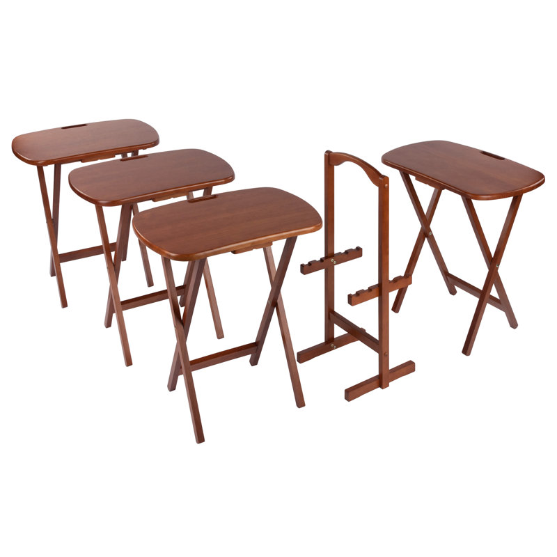 Lucca 5-pc Snack Table Set, Teak, Brown