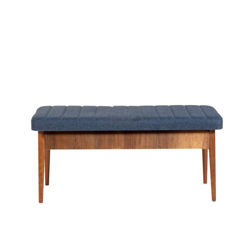 Banc rembourré Nalley, Walnut/Dark Blue