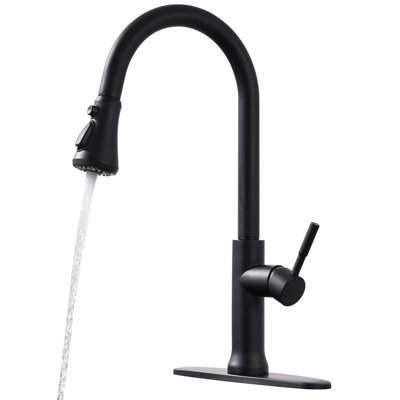 Pull Down Single Handle Kitchen Faucet with Side Spray -  KIKO HOME, KK-AL-0058-MB