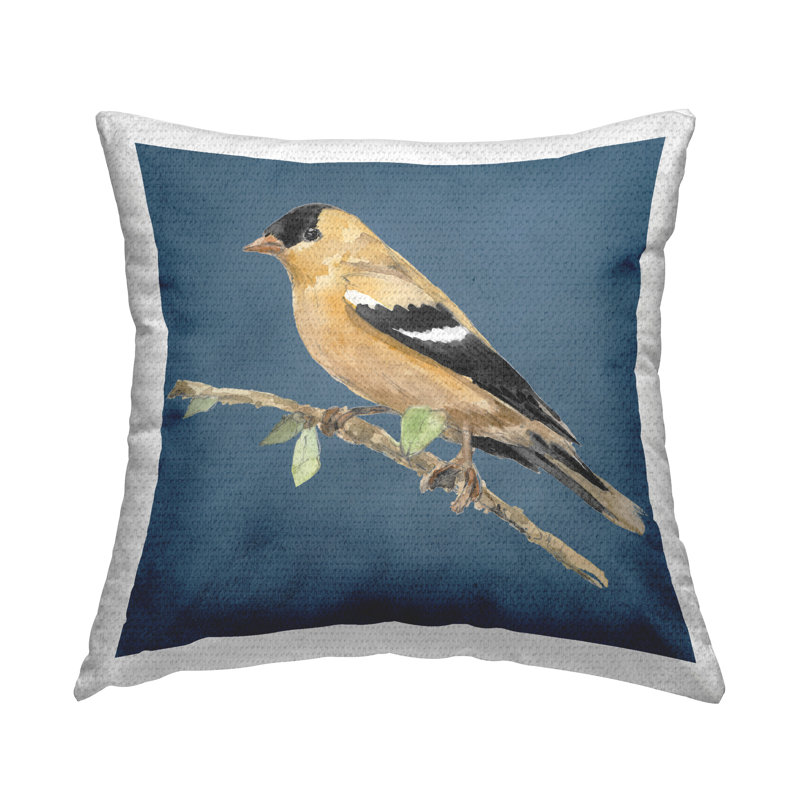 Coussin décoratif d'extérieur à imprimé oiseau traditionnel par Lanie Loreth
