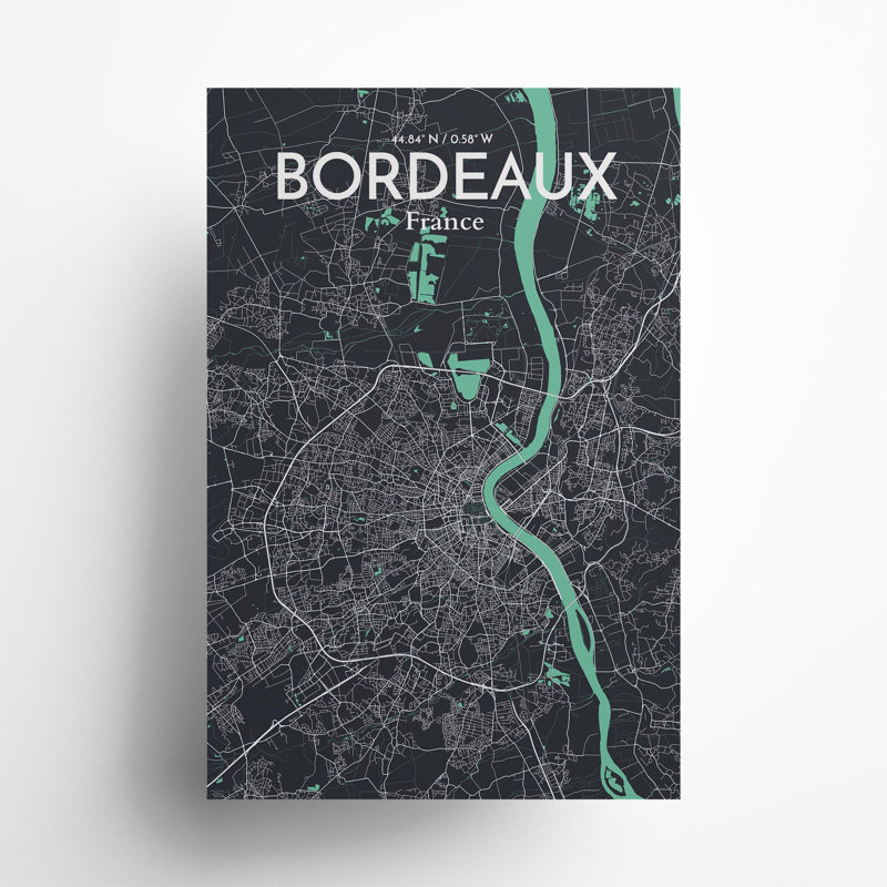 Bordeaux City Map In Dream - No Frame Print, 36cm H x 24cm W x 0.05cm D