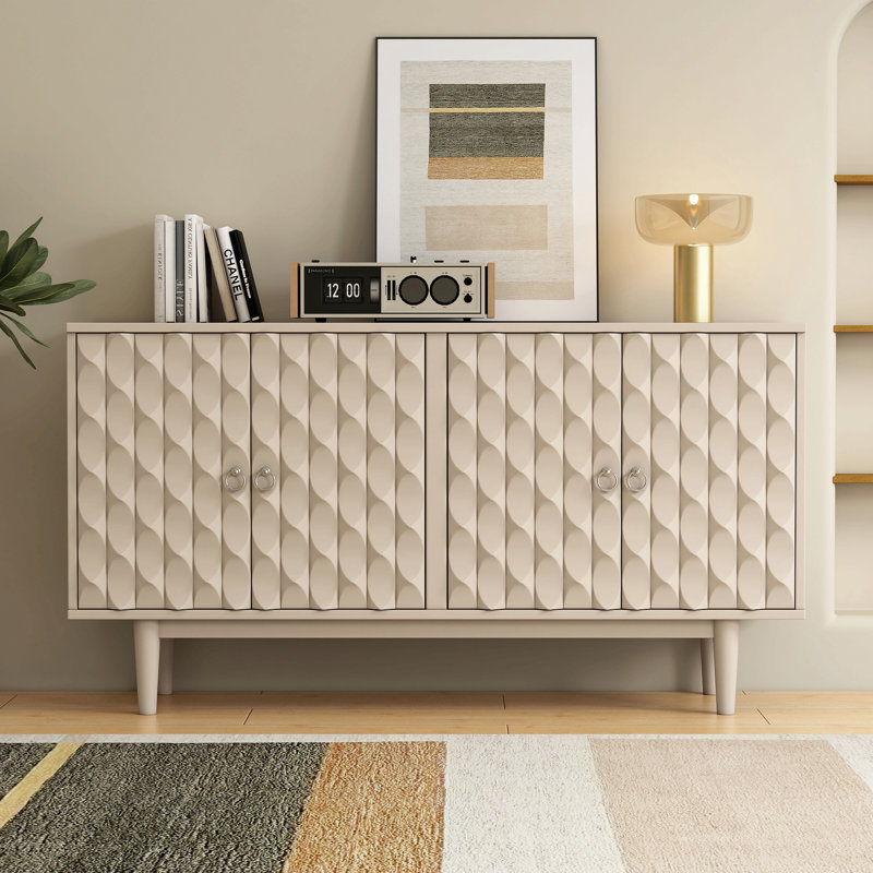 4-door Sideboard with Convex Pattern Doors, Almond