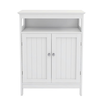 White Bathroom Floor Cabinet With Double Shutters, Dependable , Painting, Generous Storage, Simple Assembly Procedure Smooth Large Required