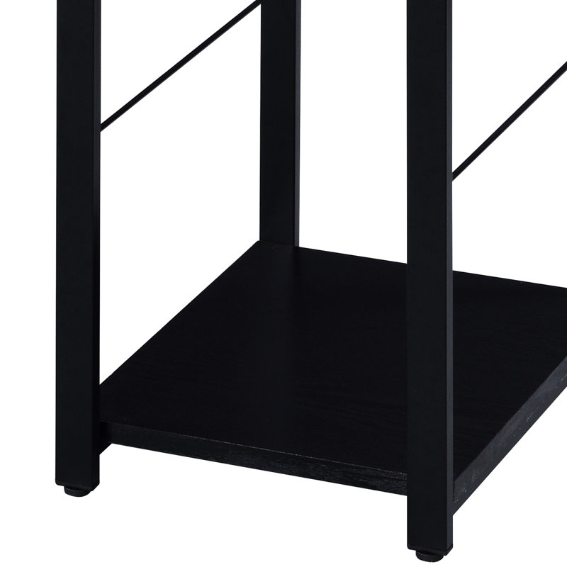 Bureau industriel noir avec tablettes pour le bureau - Stable et pratique, l'écriture rustique 2 ouvert rehausse l'attrait de votre
