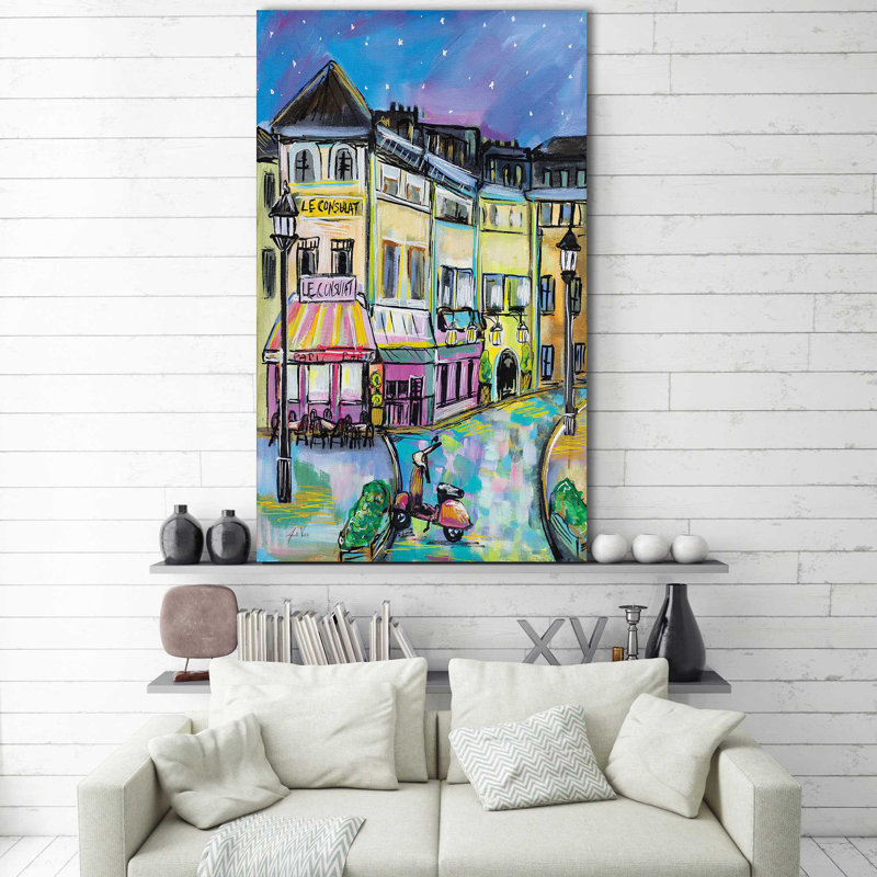 «Paris Evening I» par Jeanette Vertentes - Peinture, Toile tendue, H 30 po x l 18 po x P 1 po