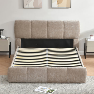 Lit plateforme tapissier avec rangement surbaissé Gaillarde