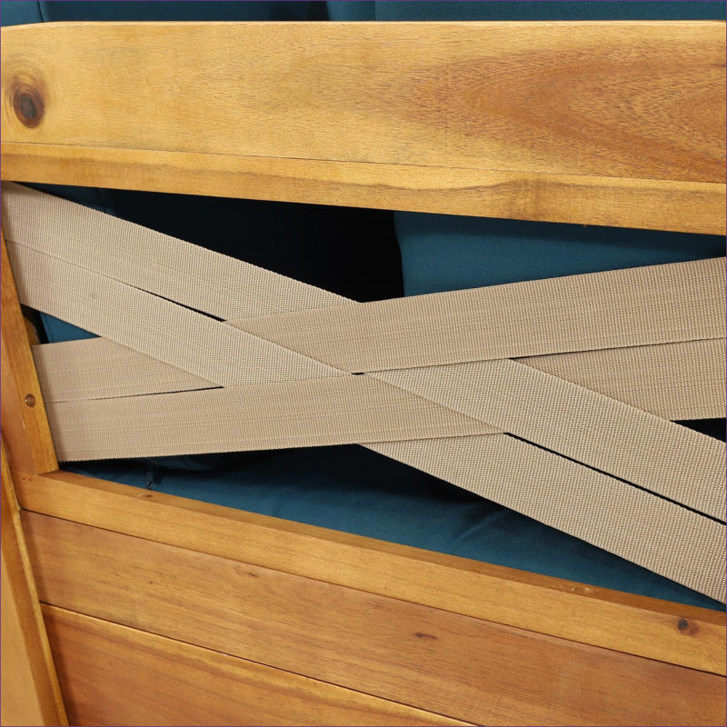 Canapés d'extérieur: lit de jour extensible en bois d'acacia avec accoudoirs réglables, coussins amovibles pour patio / bord de piscine | Tissu | Teck