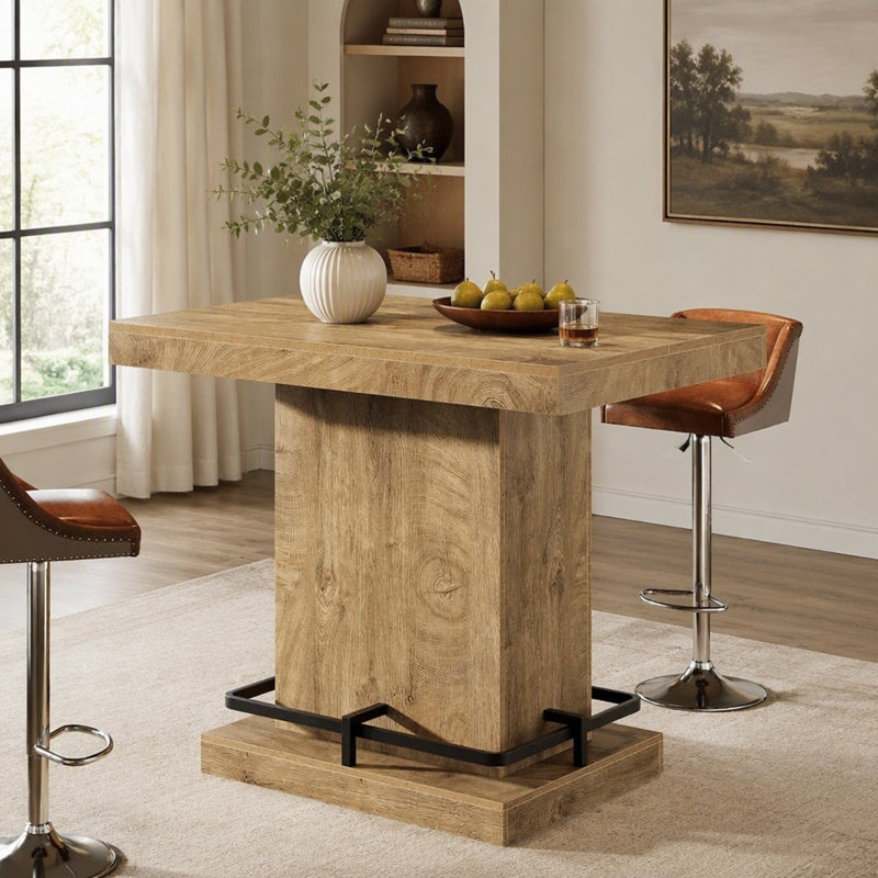 Table bistro 47 ", table bistro rectangulaire avec repose-pieds en métal