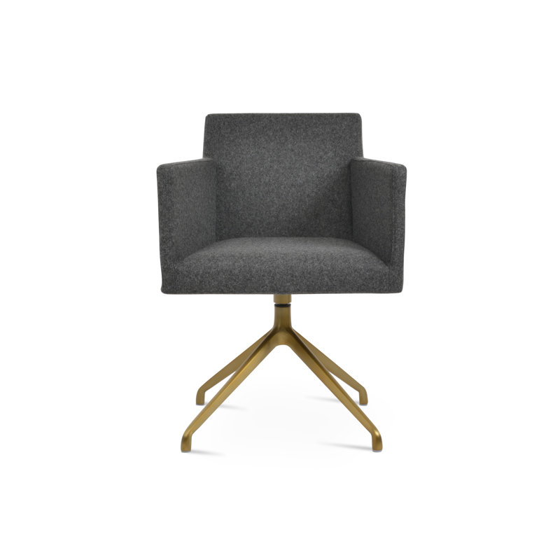 Fauteuil Harbut, Laiton, Gris foncé
