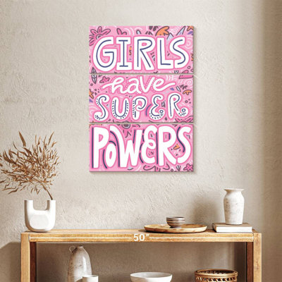 " Girls Have Super Powers Multi Piece Canvas Print " by IvaCuddlyMural 3 - Pieces