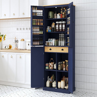 40.2x20x71.3inch High Freestanding Kitchen Pantry Large Cupboard Storage Cabinet with 2 Drawers, 2 Adjustable Shelves, 8 Door Shelves for Kitchen, Dining Room