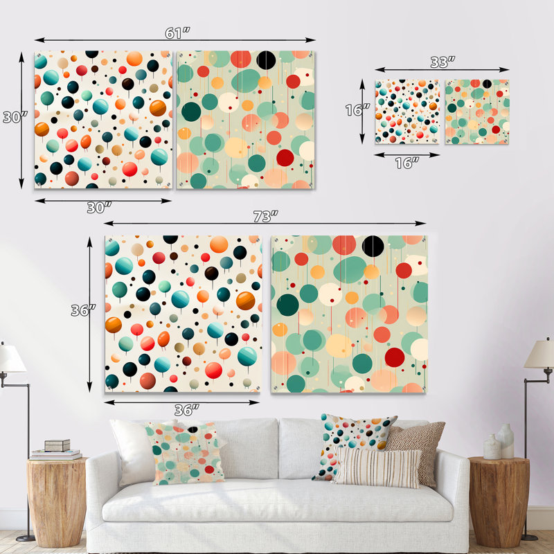 Ensemble de 2 reproductions d'art murales en acrylique vert et rose, H 36 po x l 73 po