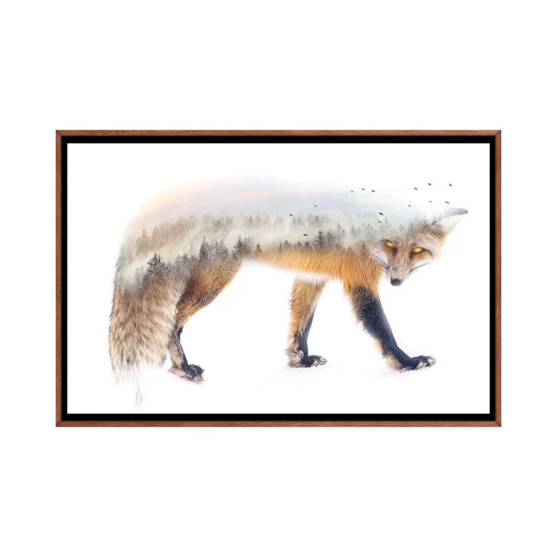 Nature Fox by Paul Haag - Print on Canvas, 66.04 cm H x 45.72 cm W, Classic Brown Wood Framed