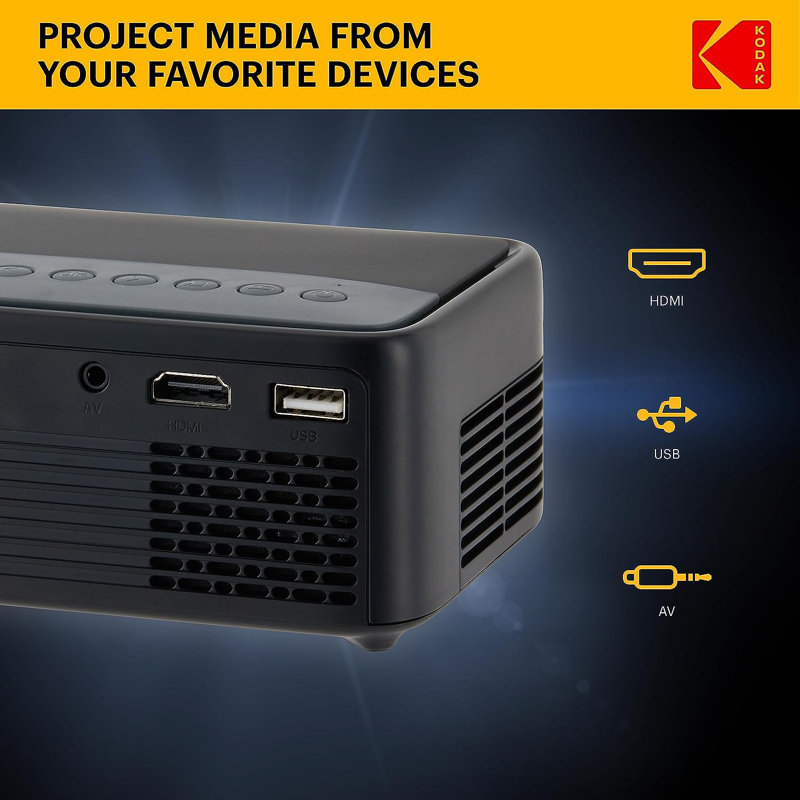 Projecteur portatif Kodak Pico 40 lumens avec télécommande incluse, Noir