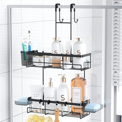 Over the Door Shower Caddy, Hanging Rustproof Bathroom Organizer, 1-Pack (Black)