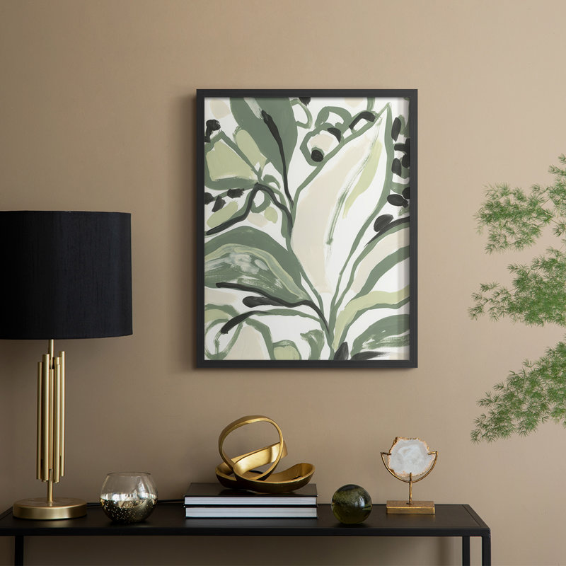 Foliage Rhyth II, reproduction encadrée - bois massif, Noir, noir, noir, noir, H 30 po x l 24 po