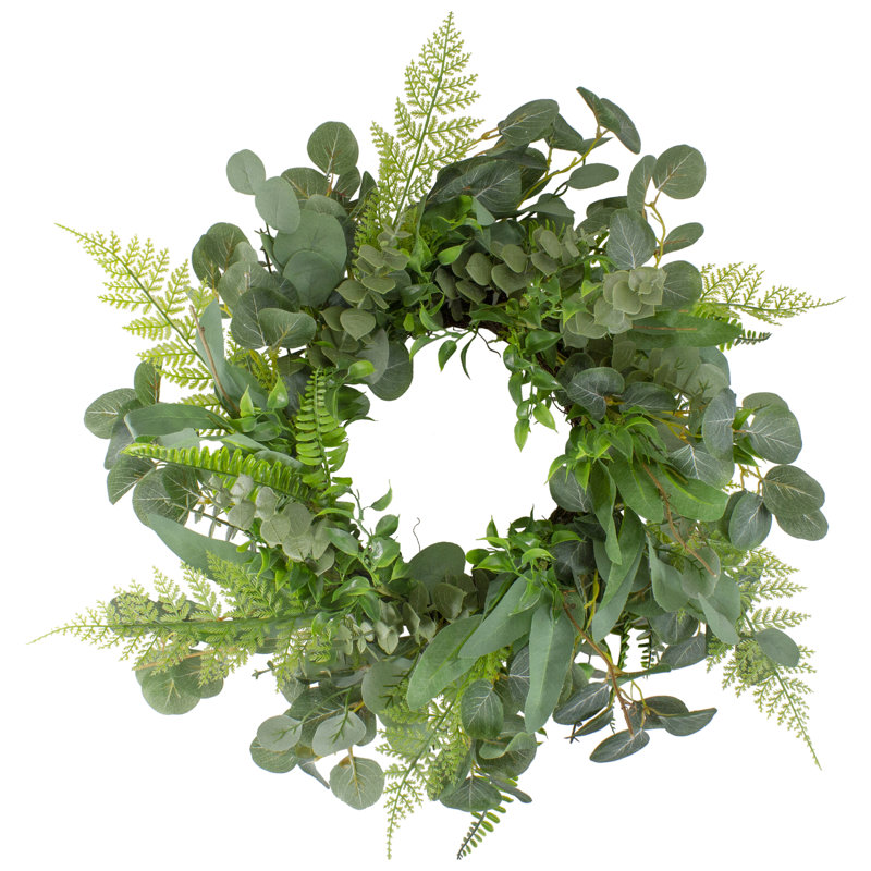 Couronne de printemps artificielle à feuillage mixte - 24 po