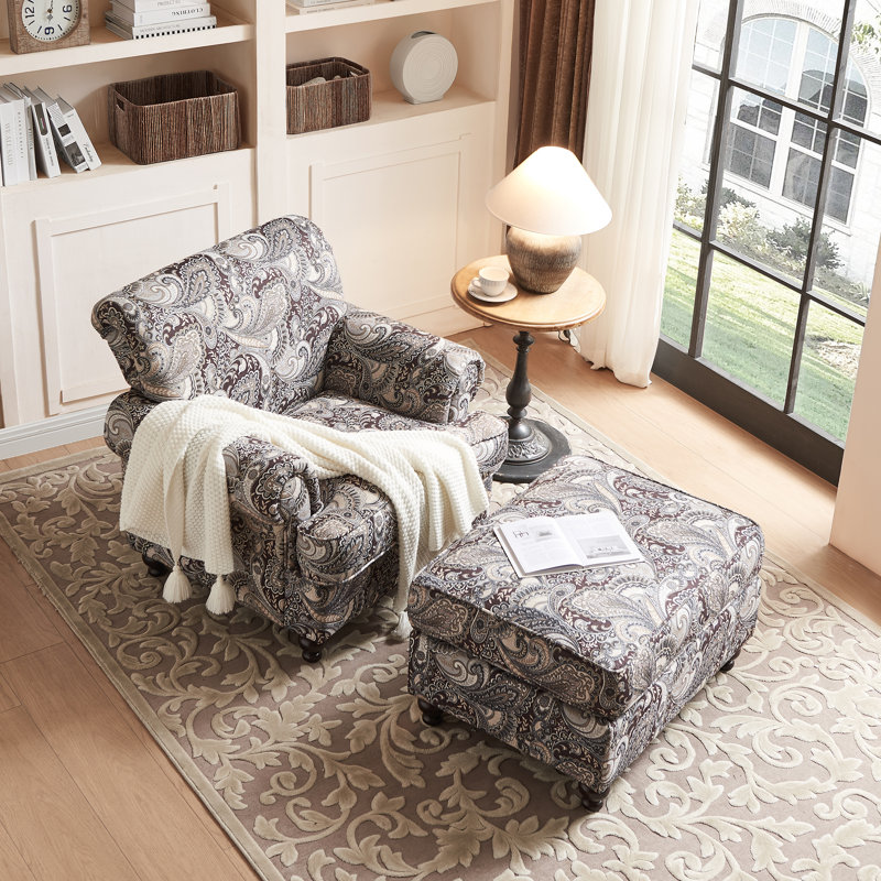 Fauteuil d'appoint rembourré avec pieds en bois massif Estelle