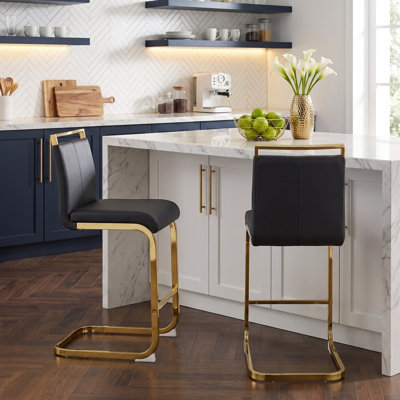 Tabouret de comptoir en similicuir 25 po avec structure en métal Chatrice