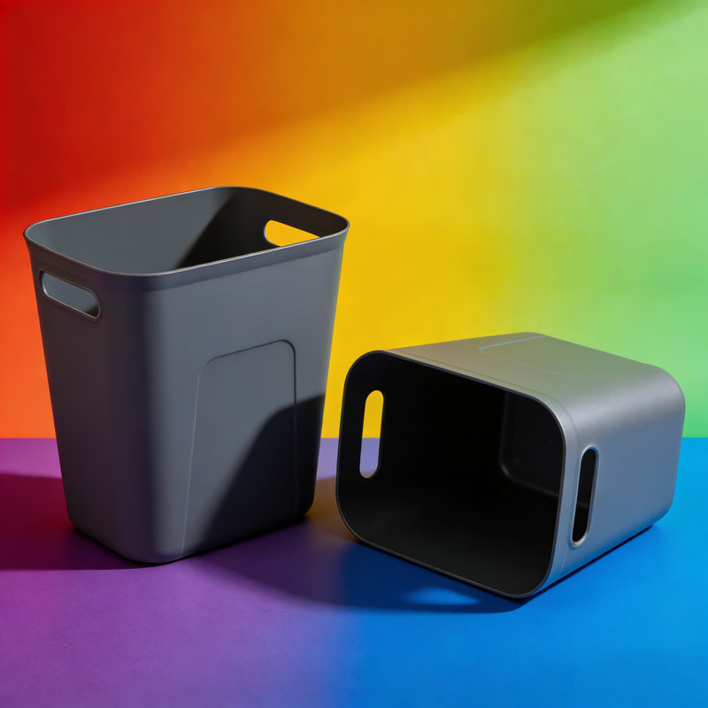 Small Rectangular Trash Can Wastebasket, 3.5 Gallon Plastic Garbage Container For Bathroom, Kitchen, Office, Laundry Room, And Dorm - 2 Pack