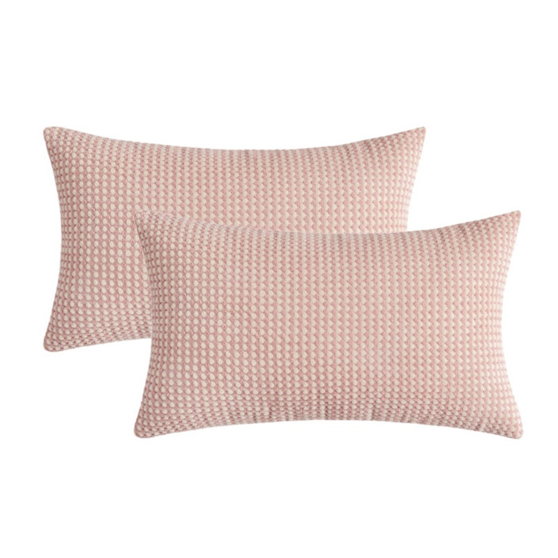Houndstooth Cotton Blend Pillow Cover, Pink, Without Inserts