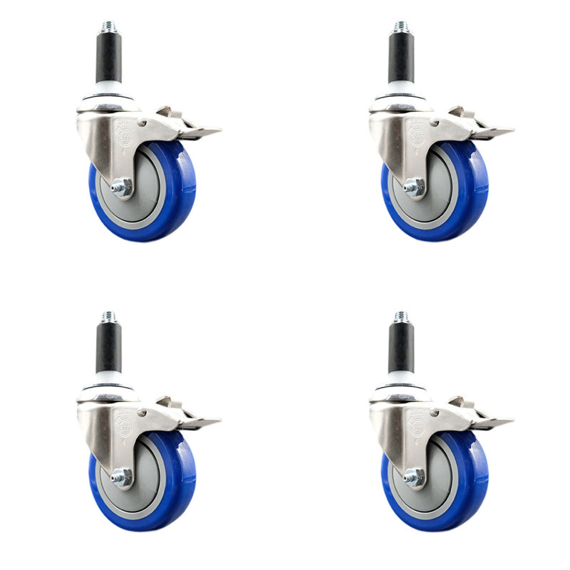 Jeu de roulettes extensibles en poly, Bleu, H 4 po x l 4 po