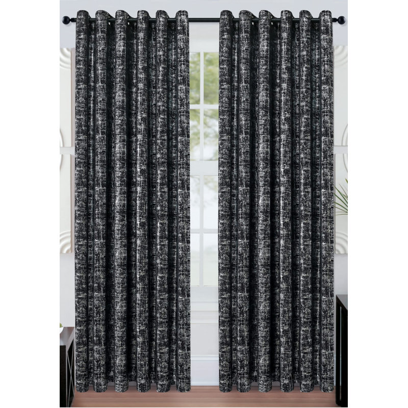 Chehabi Blackout Curtain Pair, Black, Width 168 x Drop 183 cm