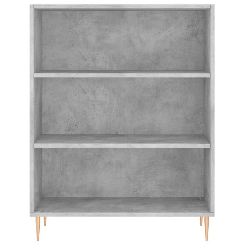 Manrey Bookcase, Concrete Grey/Gold, (3 Shelves) 90 cm H x 69.5 cm W x 32.5 cm D