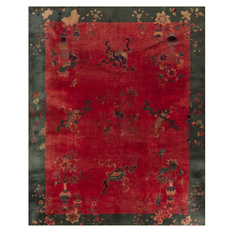 Tapis art antique rouge antique en laine nouée à la main