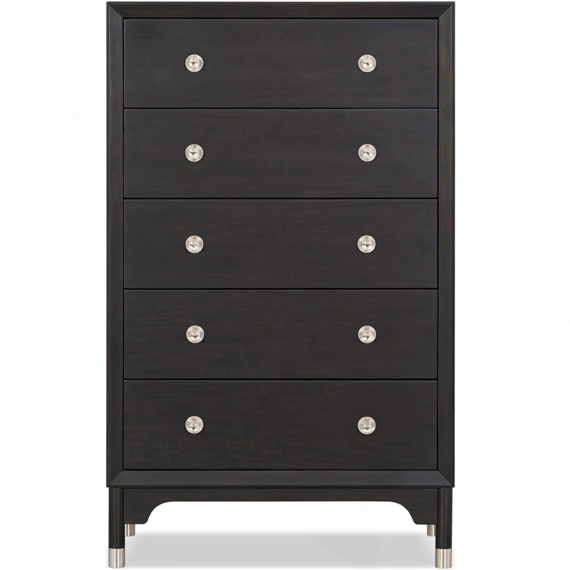 Commode haute en bois à queue d'aronde anglaise 1 pièce Mid-Century, Noir