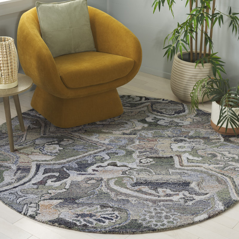 Marquee 116 Hand Tufted Performance Abstract Rug, Round 6'