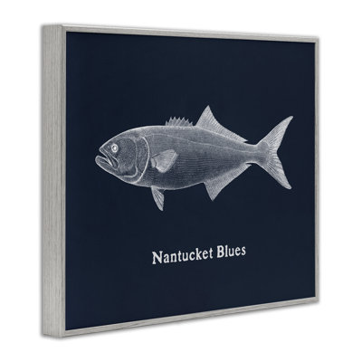 Giclée encadrée Nantucket Blues Fish, design par Phillipa Katz