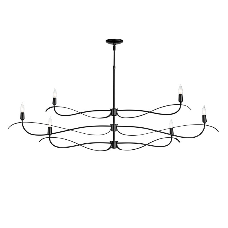 Lustre classique à 6 lumières de style bougie Willow, Grand, Noir