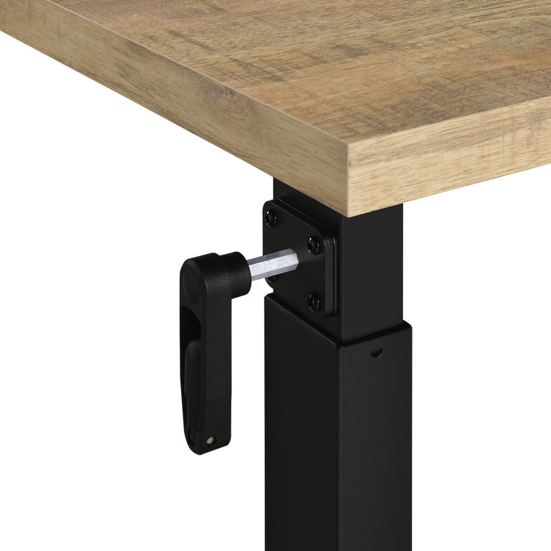 Chambre à coucher avec réglage en hauteur de 68,5 à 99 cm, plateau en manguier de 71 cm, manivelle pour un réglage précis, cadre en acier réglable en hauteur, gamme, manivelle fluide, construction