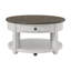 Table basse ronde avec tiroir et roulettes