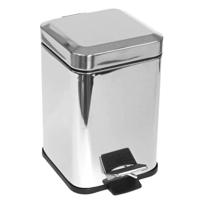 Metal Footstep Waste Basket - 1.41 Gallons, Stainless Steel