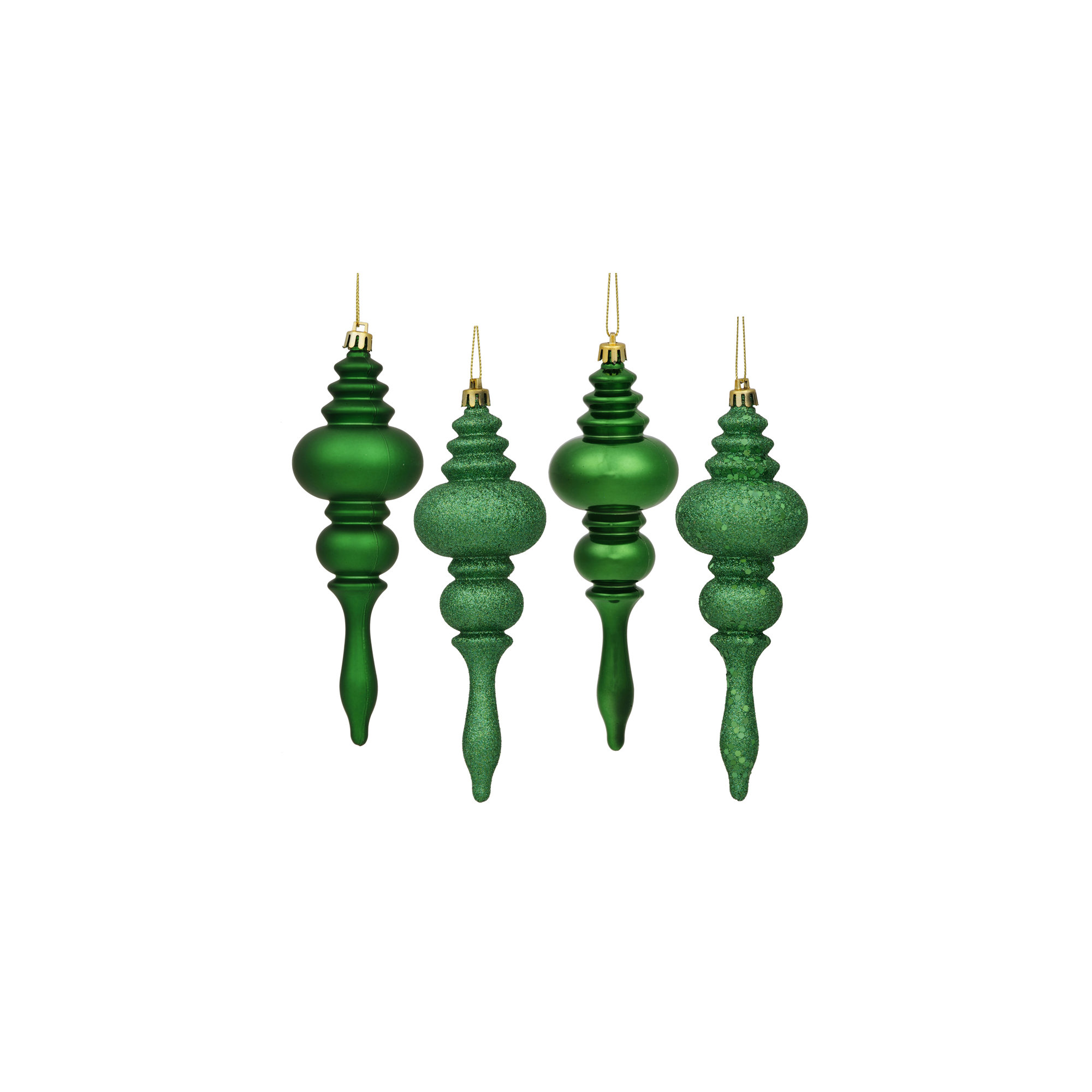 7" Finial Ornament 8/Pk, Xmas Green
