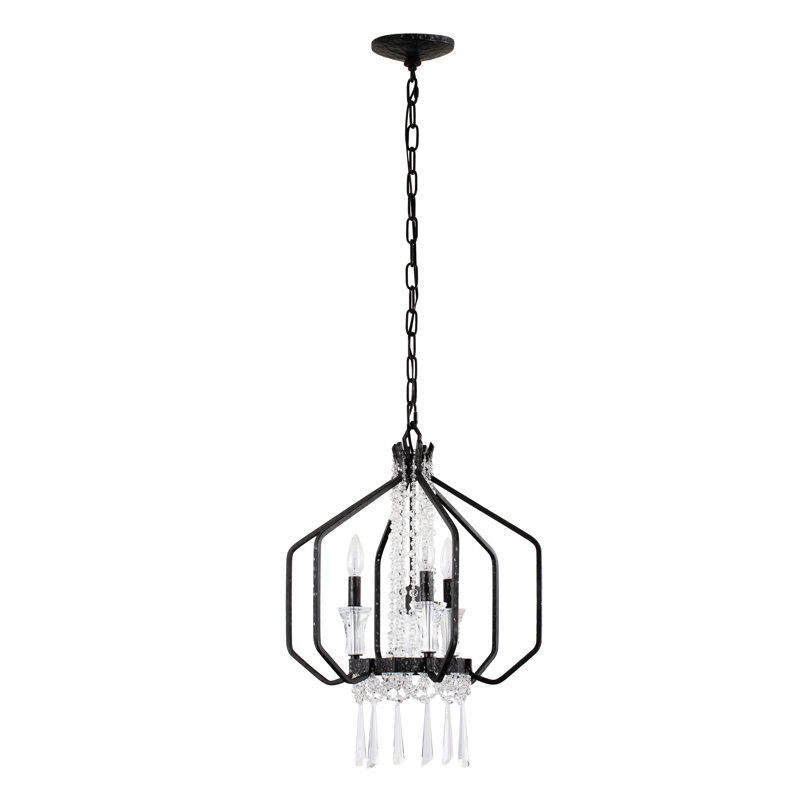 Lustre géométrique à 4 lumières de style bougie Jarrett, Onyx