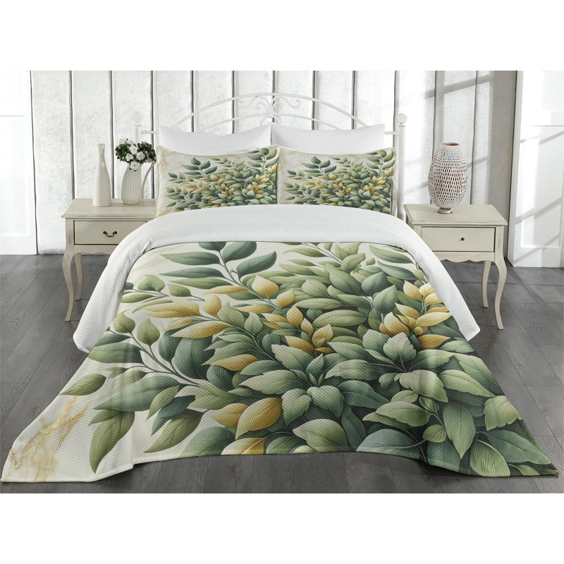 Polyester Floral Coverlet, Queen Coverlet + 2 Standard Shams