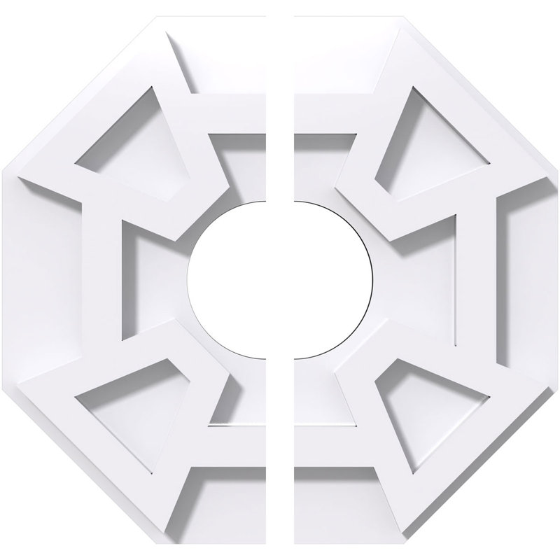 10" White PVC Contemporary Two-Piece Ceiling Medallion
