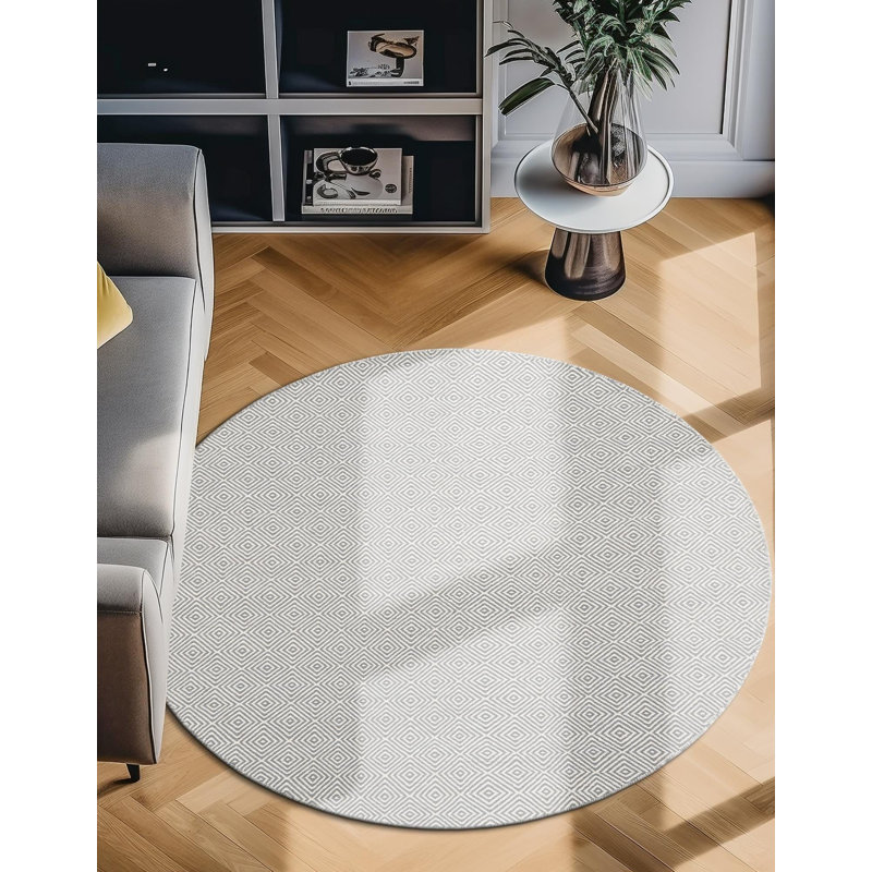 Tapis contemporain contemporain gris, Rond 3 pi 1 po