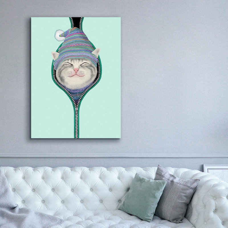 «Cat In The Zip» par Tummeow, toile épique Graffiti, toile «Cat In The Zip» par Tummeow, H 54 po x l 40 po x P 1,5 po