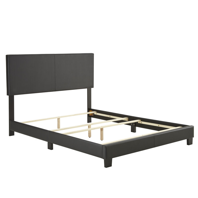 Modern Twin Faux Leather Upholstered Bed with Wood Frame